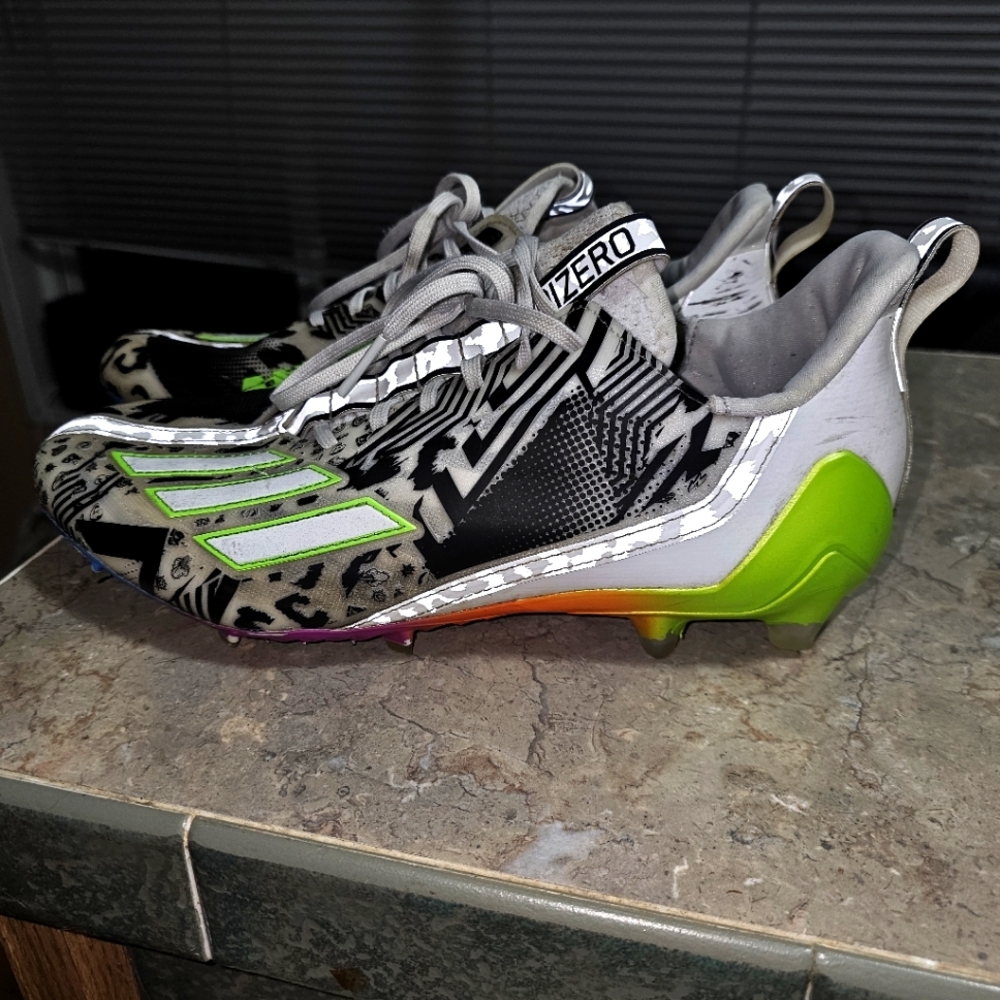 Adidas Adizero Performance Football Black & White Size 10